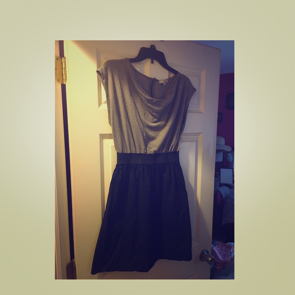 Black and white striped casual dress